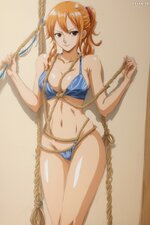 DreamShaper v7 Nami One Piece tied up with rope naughty stripp 6