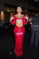 Saweetie Red Outfit Braless Beauty Fashion Show 1 1