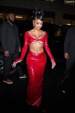 Saweetie Red Outfit Braless Beauty Fashion Show 2