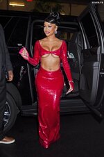 Saweetie Red Outfit Braless Beauty Fashion Show 3