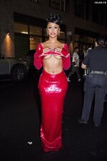 Saweetie Red Outfit Braless Beauty Fashion Show 4