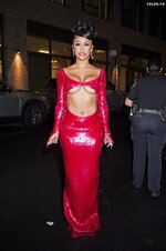 Saweetie Red Outfit Braless Beauty Fashion Show 5