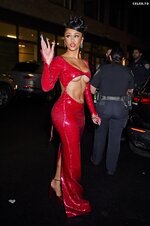 Saweetie Red Outfit Braless Beauty Fashion Show 7