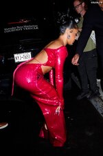 Saweetie Red Outfit Braless Beauty Fashion Show 10