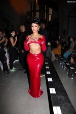 Saweetie Red Outfit Braless Beauty Fashion Show 12