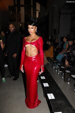 Saweetie Red Outfit Braless Beauty Fashion Show 14
