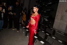 Saweetie Red Outfit Braless Beauty Fashion Show 20