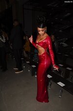 Saweetie Red Outfit Braless Beauty Fashion Show 22