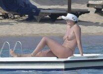 Bleona qereti topless pussy lips on the beach in sardinia 3778