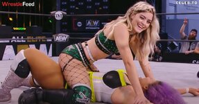 Tay Conti Hot Pose Eye Wink On Top Of A Wrestler Pin AEW Dark WrestleFeed App