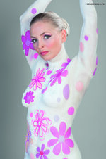 Regina Halmich   Bodypainting Pink Robbin Photoshoot  3