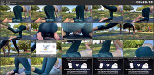 Girl doing Workout Yoga in the Park without Bra can see Boobmp4