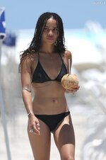 Zo kravitz in a black bikini at a beach in miami july 2015 10