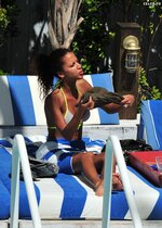 Noemie Lenoir In bikini top poolside the Soho Beach House in Miami 4