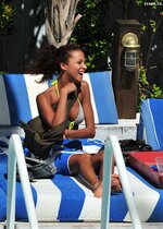 Noemie Lenoir In bikini top poolside the Soho Beach House in Miami 6