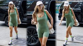 Rita Ora Braless and Pantyless in Tight Gym Outfit