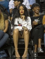 Sexy Rihanna in shorts watching an NBA game 2 790x1024