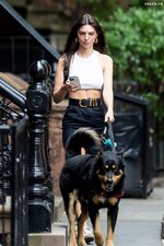 Emily ratajkowski braless walking dog new york 10