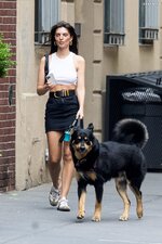 Emily ratajkowski braless walking dog new york 14