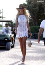 Victoria Silvstedt   wears a see through white dress as she leaves St Barth 7