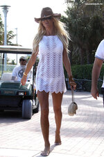 Victoria Silvstedt   wears a see through white dress as she leaves St Barth 8
