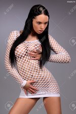 20524736 sexy busty girl in a white net skirt Stock Photo