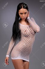 26852906 sexy busty girl in a white net skirt Stock Photo
