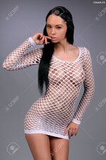 26852907 sexy busty girl in a white net skirt Stock Photo