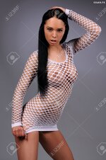 32542989 sexy busty girl in a white net skirt Stock Photo